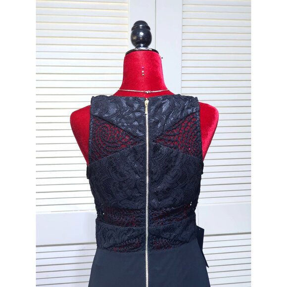 NWT Marciano Womens Black Lace Maxi Dress Sheer Overlay & Deep V-Neck Sz 6 2562 - Picture 6 of 11